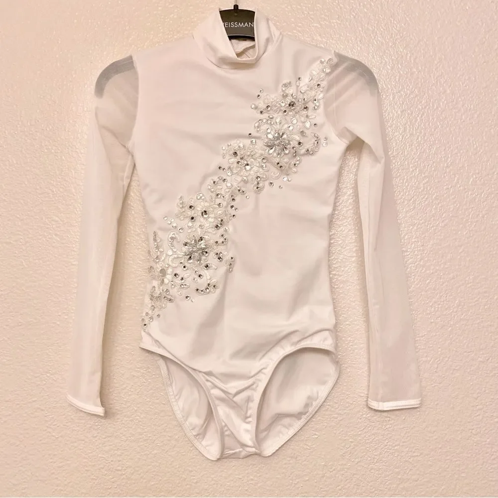 WEISSMAN Dance Costume Crystal rhinestone, custom Long Sleeve Leotard MT12523